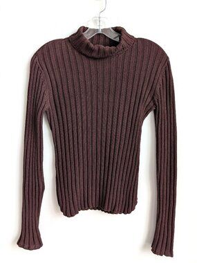 Vintage 90s BANANA REPUBLIC Ribbed Cotton Turtleneck | Small